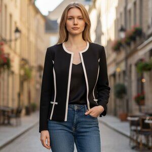 Women's Blazer Black Label Size 8 white accent